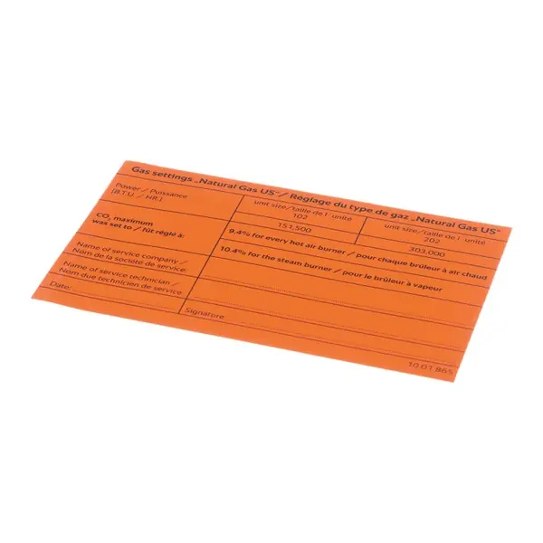 SYS STCKR GAS T 102G 202G Replacement 10.01.865P for Rational Cooking Systems