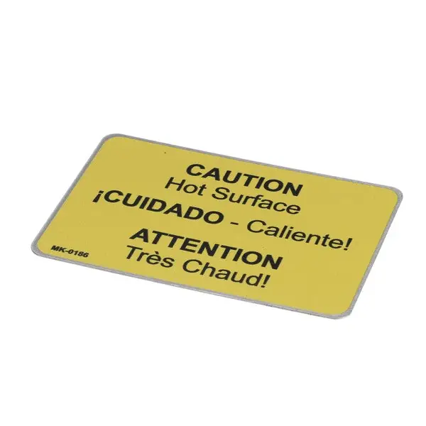 CAUTION HOT SURFACE LABEL Replacement MK-0186 for Belshaw