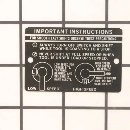Milwaukee 12-98-2105 Instruction Plate