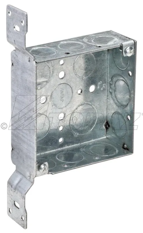Topaz B8544 4 Square Box W/FL Bracket 1-1/2 Deep 1/2 &3/4 KO