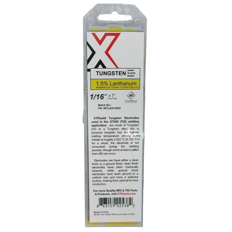 XTRweld WTLAN15187 Tungsten 15% Lanthanated (Gold) 3/16 x 7 Pack EWLa-15