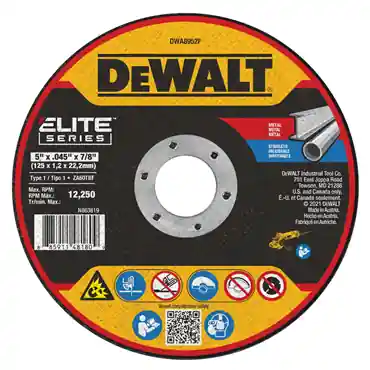 DeWalt DWA8952F Cutting Wheel 5 In 0.045 In Thick 7/8 In Arbor