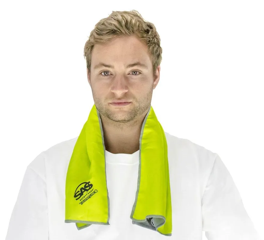 SAS Safety 7300-02 ThermaSure One Size Fits Most Microfiber and Plastic Reusable Cooling Towel in Yellow