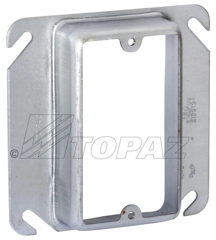Topaz C4456 4 Square Steel Ring Raised 1 1-Gang 7.46CU