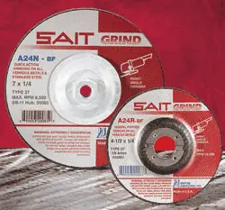 United Abrasives 20078 Depressed Center Wheel - Type 27, 6 in Wheel Dia, 1/4 in Thickness, 24 Grit