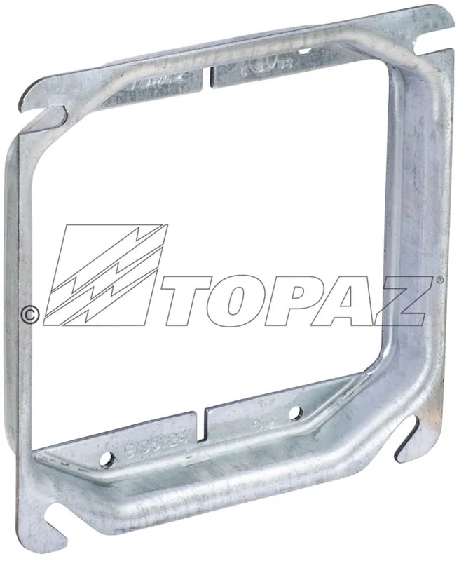Topaz R2243 4 Square Steel Ring Raised 5/8 2-GANG 7.0CU