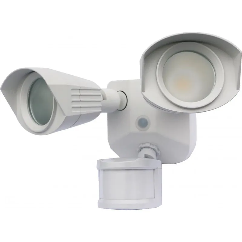 SATCO 65/211 LED Security Light Dual Head White Finish 3000K Motion Sensor