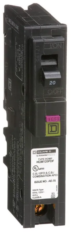 Square D HOM120PDF Miniature Circuit Breaker 20 Amp 120 VAC