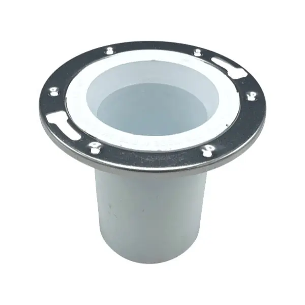 4'' Insert x 6'' Long PVC Closet Flange with SS Ring