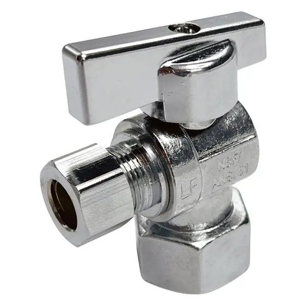 3/8'' OD X 1/2'' IPS Angle Quarter-Turn Compression Stop (Lead-Free)