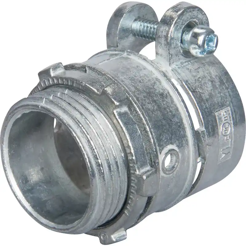 Topaz 150 3/8 BX Flex Connector, Straight, Squeeze Type, Zinc Die-Cast