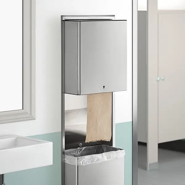 Bobrick B-3974 Classic Series Recessed Convertible Automatic Universal Roll Towel Dispenser/Waste Receptacle for Bobrick