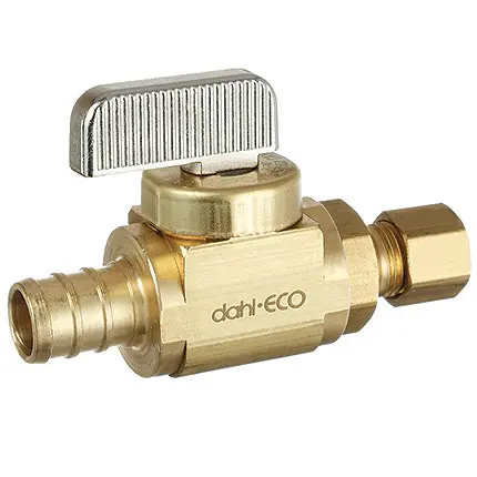 Dahl Valve 521-PX3-30 Mini-Ball Valve Supply Stop 1/2 Crimpex x 1/4 OD Comp