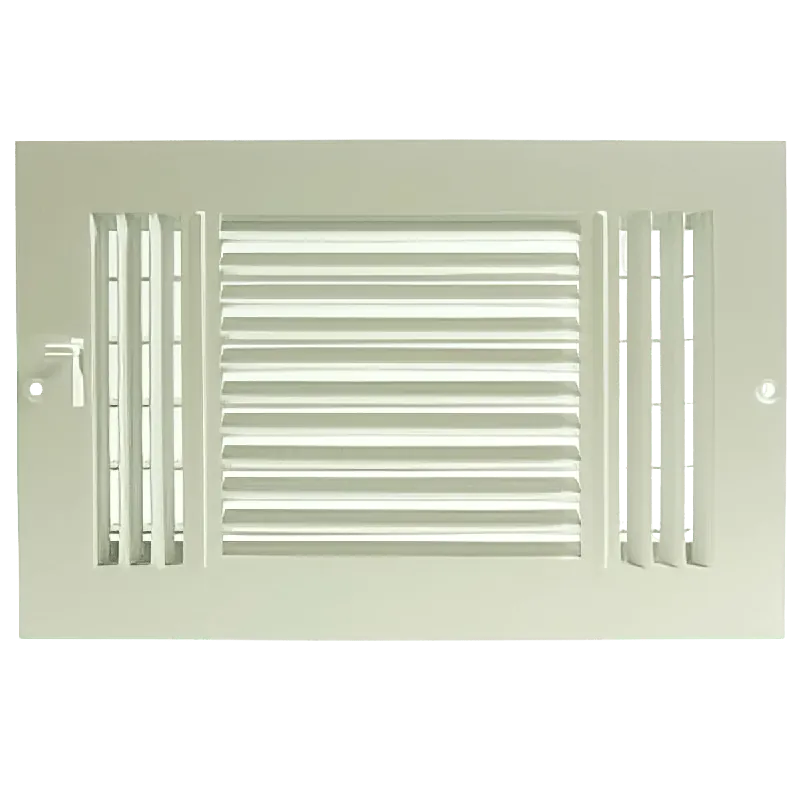 Metal-Fab MFSCR148W3 Three Way Steel Flat Stamped Face Sidewall/Ceiling Register 14 inch x 8 inch