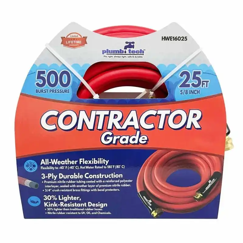 GRIP TIGHT TOOLS HWE16025 Hot Water Contractor Grade Hose