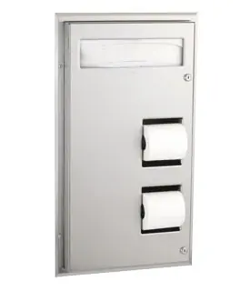 BOBRICK 347 Partition-Mounted Toilet Tissue / Seat Cover Dispenser