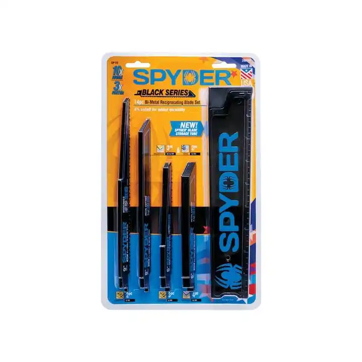 Spyder 200308 Black Series Bi-metal Wood/Metal Cutting Demolition Reciprocating Saw Blade Set 14-Pack