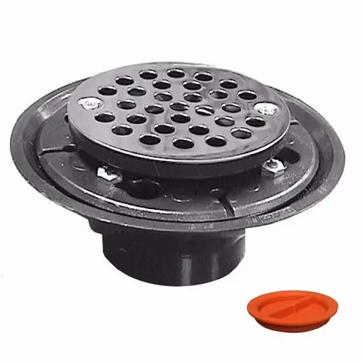 JONES STEPHENS D50301TP 2X3 ABS SHR/FLR DRN W/SS STR WITH TEST PLUG