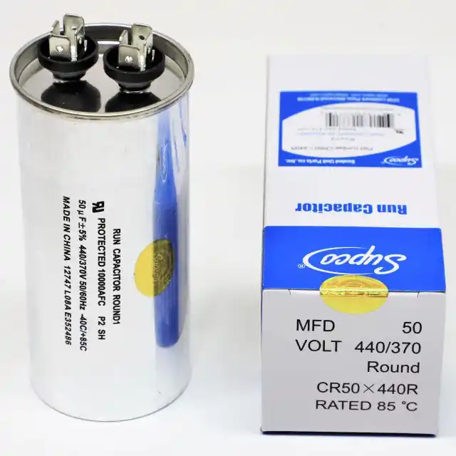 Sealed Unit Parts Supco CR50X440R HVAC Motor Round Run Capacitor 50 MFD 440 Volts