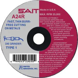 CUTTING 23060 United Abrasives Cutting Wheels 3 Inch X 1/8 Inch X 3/8 Inch SAIT Aluminum Oxide Type 1 Type 41