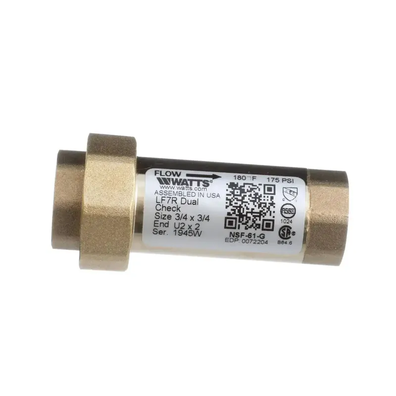 WATTS 72204 3/4 x 3/4 IN Lead Free Residential Dual Check Valve Backflow Preventer