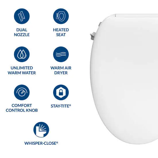 BEMIS HV2000E000 Haven Elongated Plastic Bidet Toilet Seat