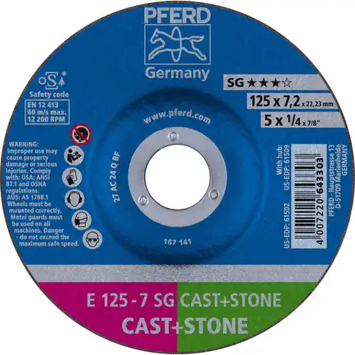 PFERD 61502 Grinding Wheel 5 Inch x 1/4 Inch 7/8 Inch AH C24S SG