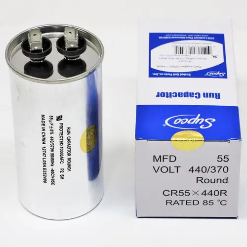 Sealed Unit Parts Supco CR55X440R HVAC Motor Round Run Capacitor 55 MFD 440 Volts