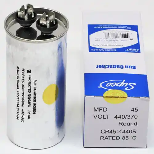 Sealed Unit Parts Supco CR45X440R HVAC Motor Round Run Capacitor 45 MFD 440 Volts
