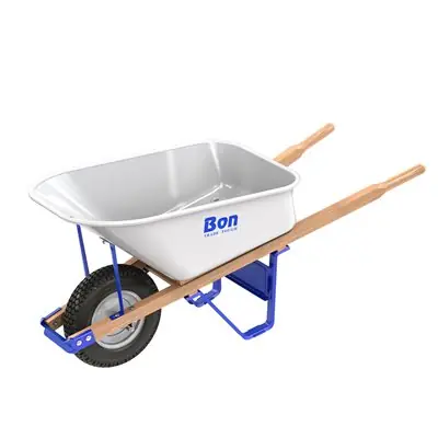 BONTRADETOUGH 34-234 Trade Tough Steel Tray Wheel Barrow 6 Cu Ft Single Knobby Tire