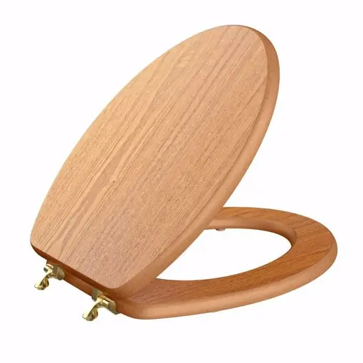 Jones Stephens C3B2E117BR Decorative Wood Toilet Seat in Light Oak Elongated