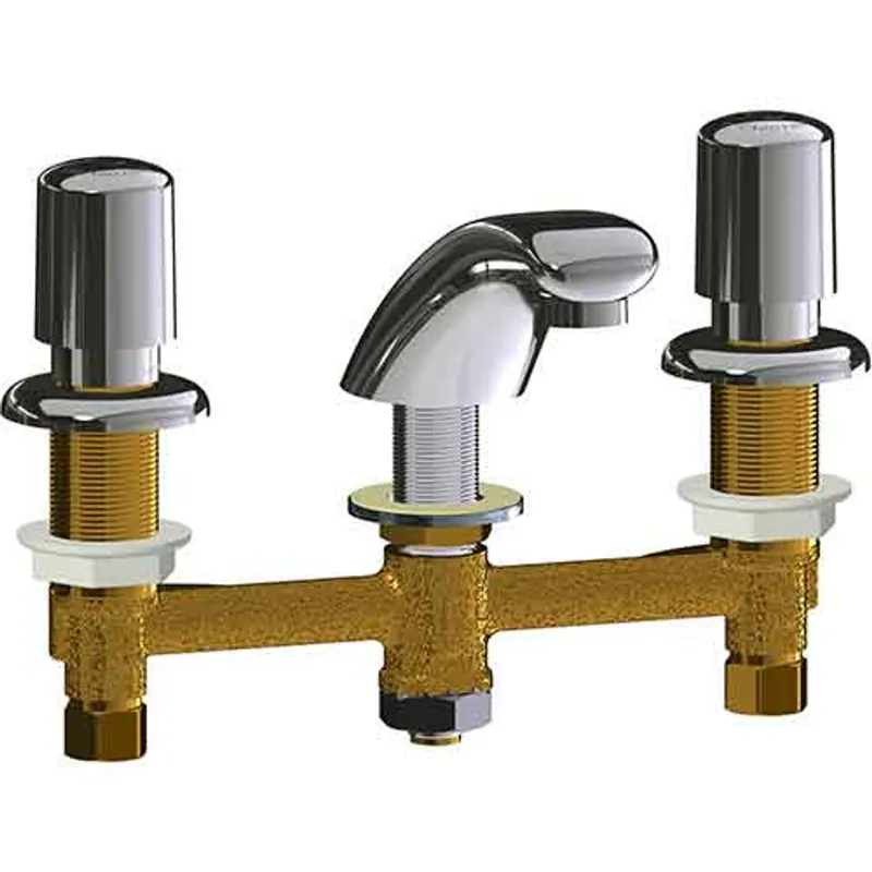 Chicago Faucets 404-V765ABCP Series Deck-mounted Metering Faucet with 8 inch Centers