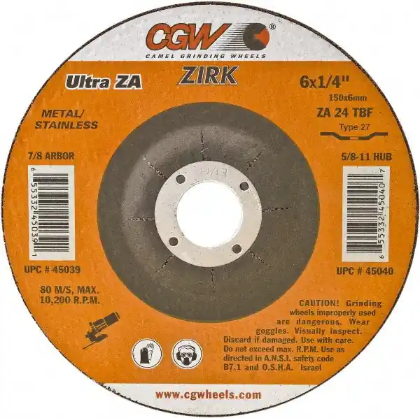 CGW Abrasives 35624 Depressed Center Grinding Wheel 4-1/2 Inches x 1/4 Inch x 7/8 Inch