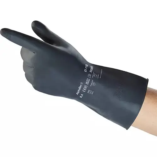 ALPHATEC 6439 AlphaTec 87-118 Extra-Heavyweight Chemical Resistant Latex Gloves with Flock Liner Case of 144 Pair