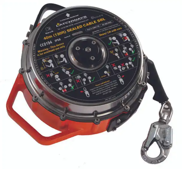 MSA SAFETY 62841-00US Latchways Sealed Self-Retracting Lanyard 130 ft.