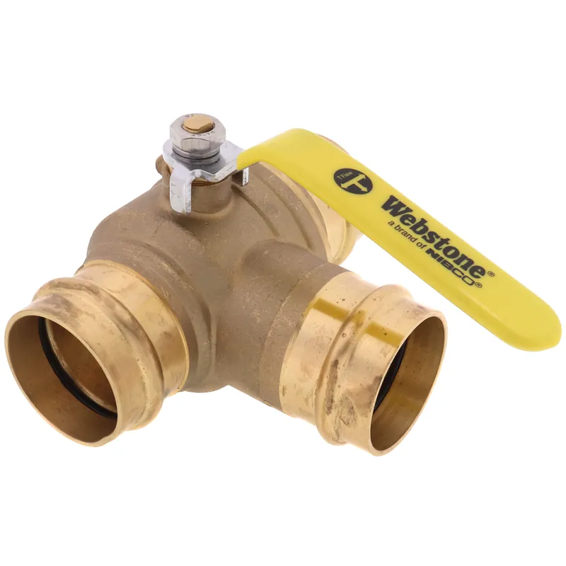 Webstone H-80747W 2 Press 3-Way DZR Brass T-Flow Ball Valve (Lead Free)