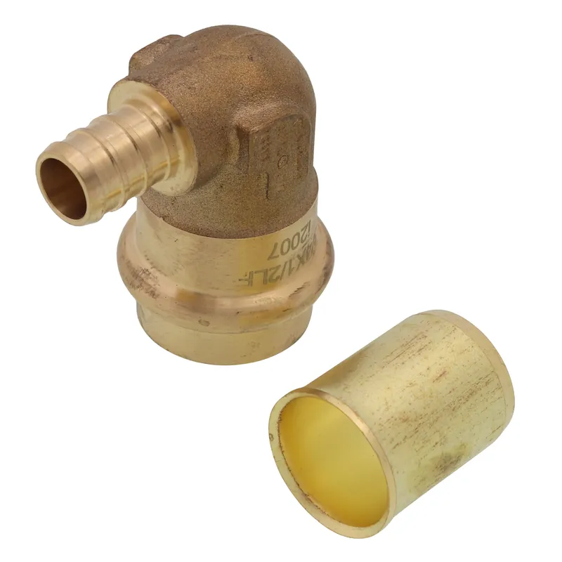 Webstone H-16824W-RX 1 x 3/4 PEX Crimp x Copper Press Brass Transition Elbow w/ Copper Tube Stiffener
