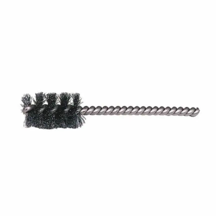 Weiler 21079 Round Wire Power Tube Brush, 1-1/8 in Dia x 1 in L, 3-1/2 in OAL, 0.008 in Dia Filament/Wire, Steel Fill