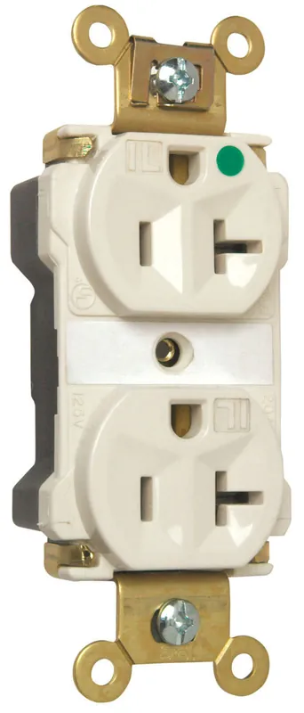 Pass & Seymour PT8300-ILW PlugTail Duplex Extra Heavy Duty LED Illuminated Receptacle
