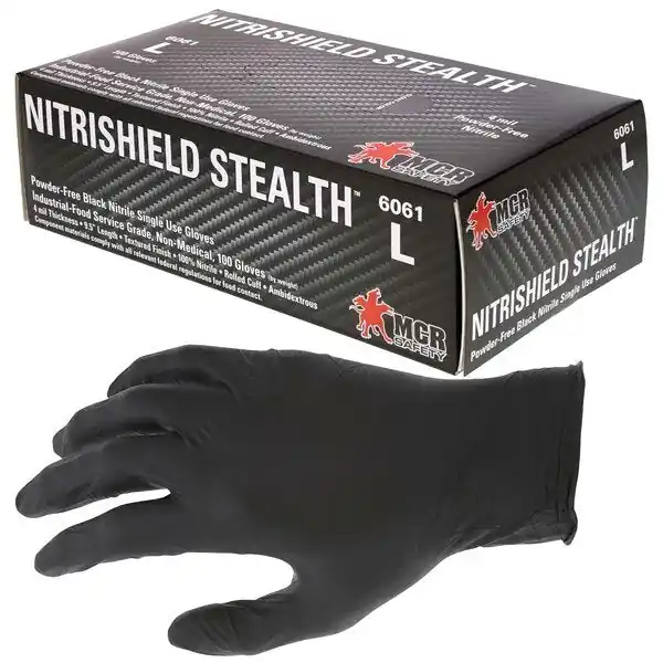 MCR Safety 6061XXL Nitri Shield Stealth Disposable Gloves, 2X-Large, Nitrile