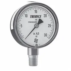 Trerice 760B2502LT680 Specialty Low Pressure Gauge 0 to 100 in H2O 1/4 in MNPT