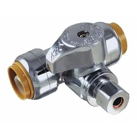 CASH-ACME 24983 Tee Stop Valve 1/2 Inch SB x 1/2 Inch SB x 1/4 Inch Compression