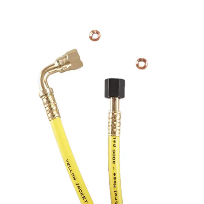 YELLOW JACKET 78760 High Temperature Pressure Control Hose 60 Inch 1/4 Inch Straight x 90 Degree