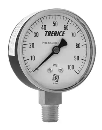 Trerice 800B2502LA30/150 Compound Pressure and Vacuum Gauge 0-150 psi 0-30 hg