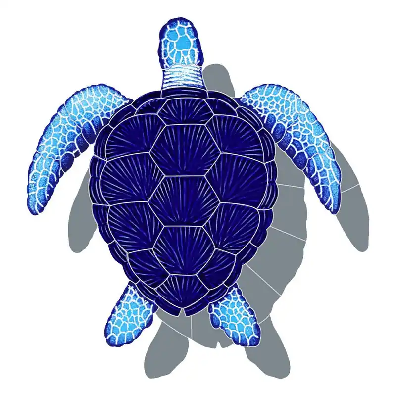 Artistry In Mosaics TLSBLUS Loggerhead Turtle - Blue 9 inches x 8 inches