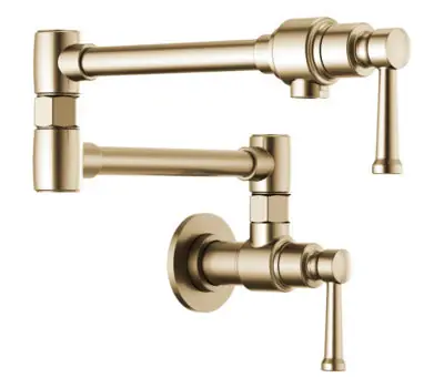 Brizo 62825LF-GL Artesso 2-Handle 19.25 in. Swivel Wall-Mount Pot Filler Luxe Gold