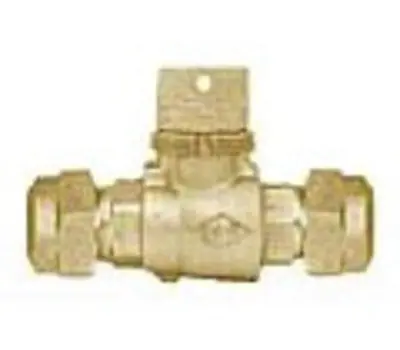 A Y MCDONALD 76104Q 1 in. CTS Comp Minneapolis Pattern Brass Curb Stop Ball Valve, Lead Free