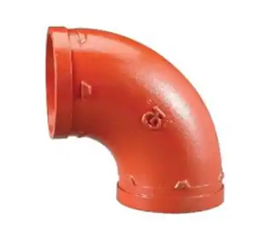 SHURJOINT 7110 3 in. Grooved Orange Painted Ductile Iron Regular Radius 90-degree Elbow