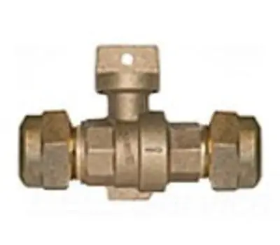 A Y McDonald 76000Q 3/4 in. CTS Comp Brass Stop and Drain Ball Curb Stop Lead Free