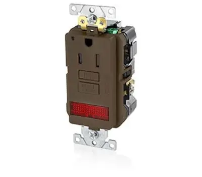 Leviton X7591-PL 15 Amp 125V AC 2-Pole 3-Wire GFCI Receptacle with LED Pilot Light NEMA 5-15R